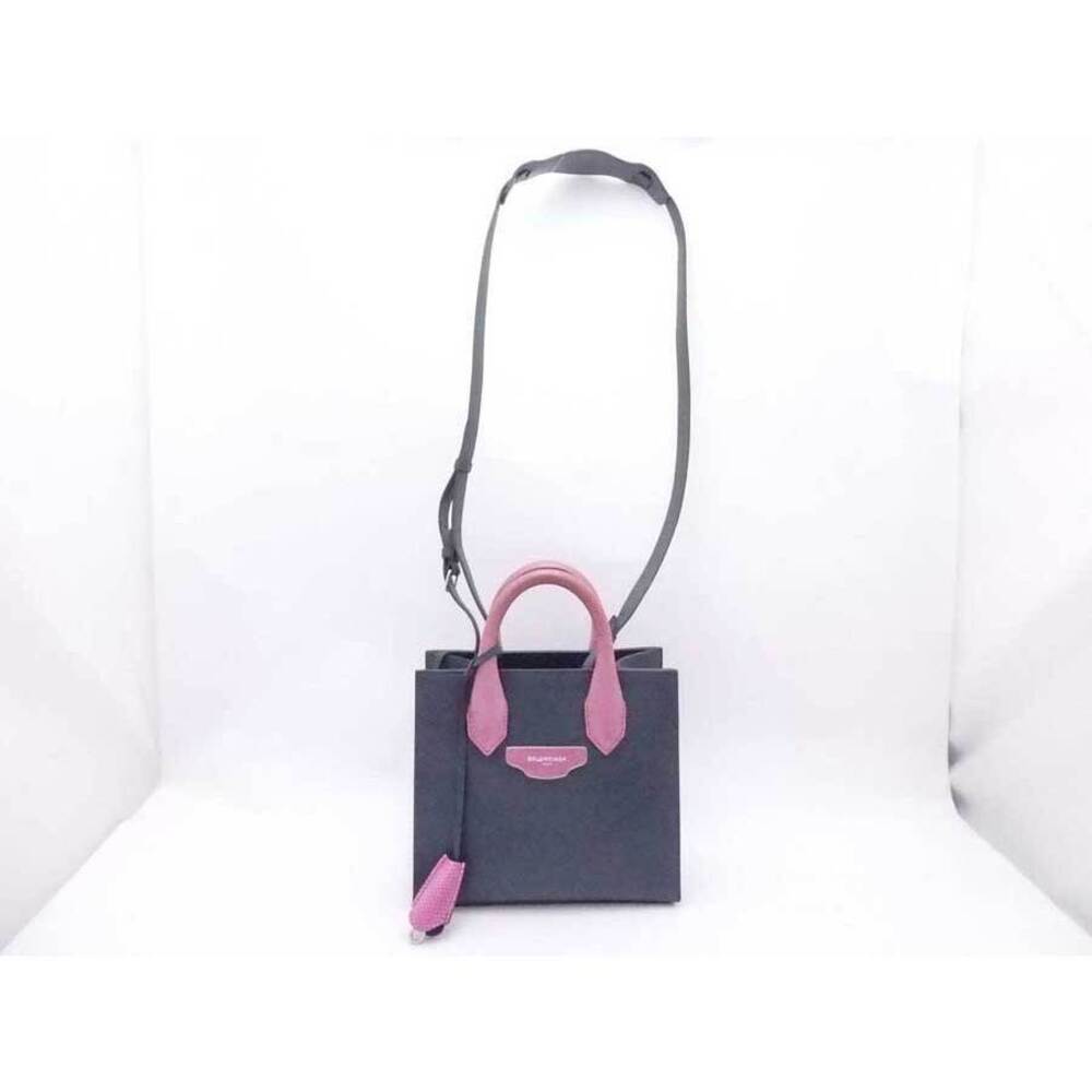 Balenciaga handbag shoulder bag gray pink purple leather silver accents - Picture 2 of 4